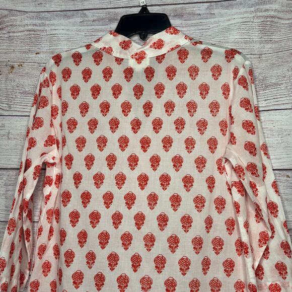 Aspiga Cecilia Floral Pineapple Soft Organic Cotton Button Down Blouse Top Small - Picture 11 of 12